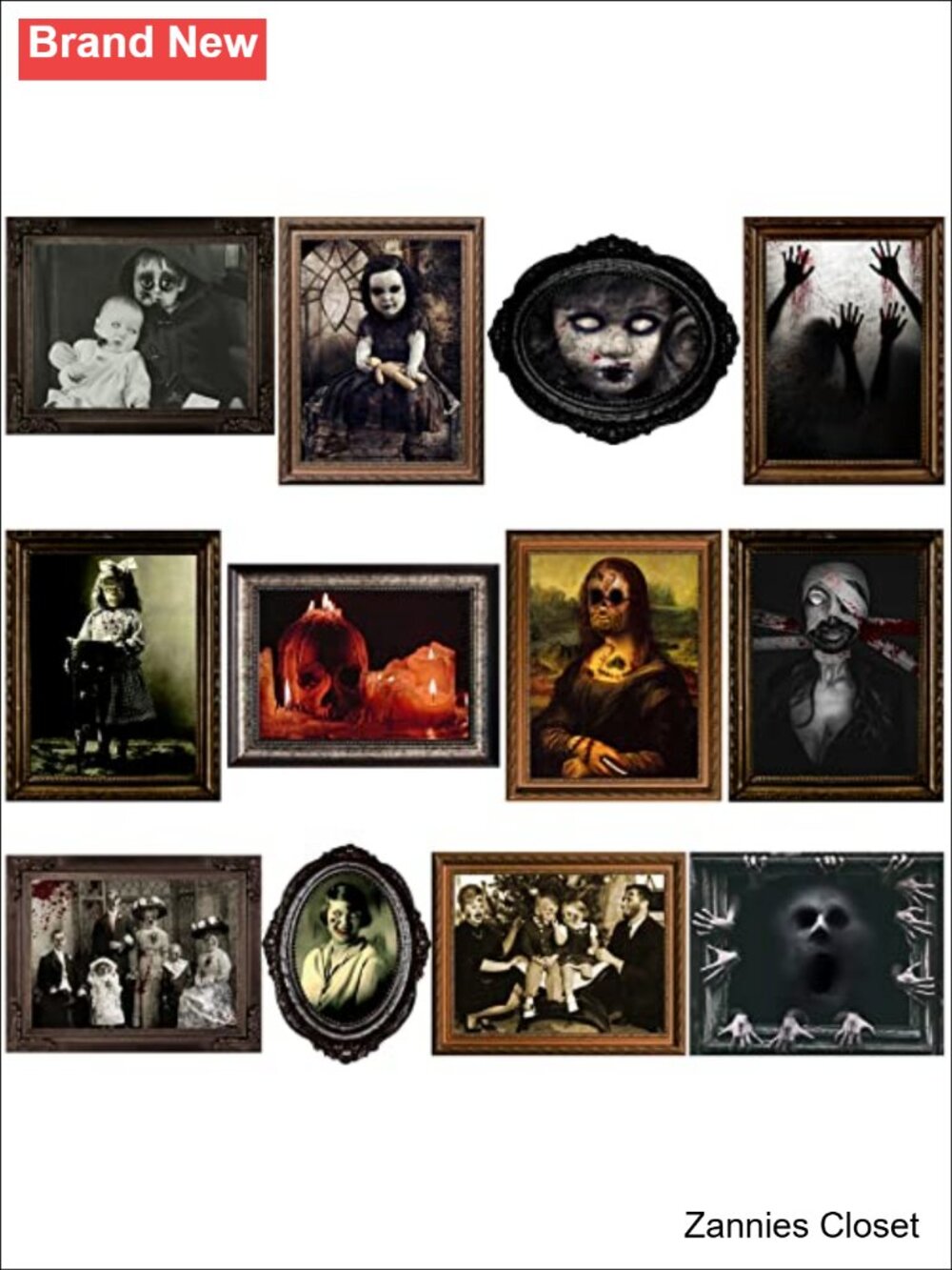 👻 12Pc Halloween Gothic Manor Portrait Cutouts Spooky Wall Decor Paper Retro